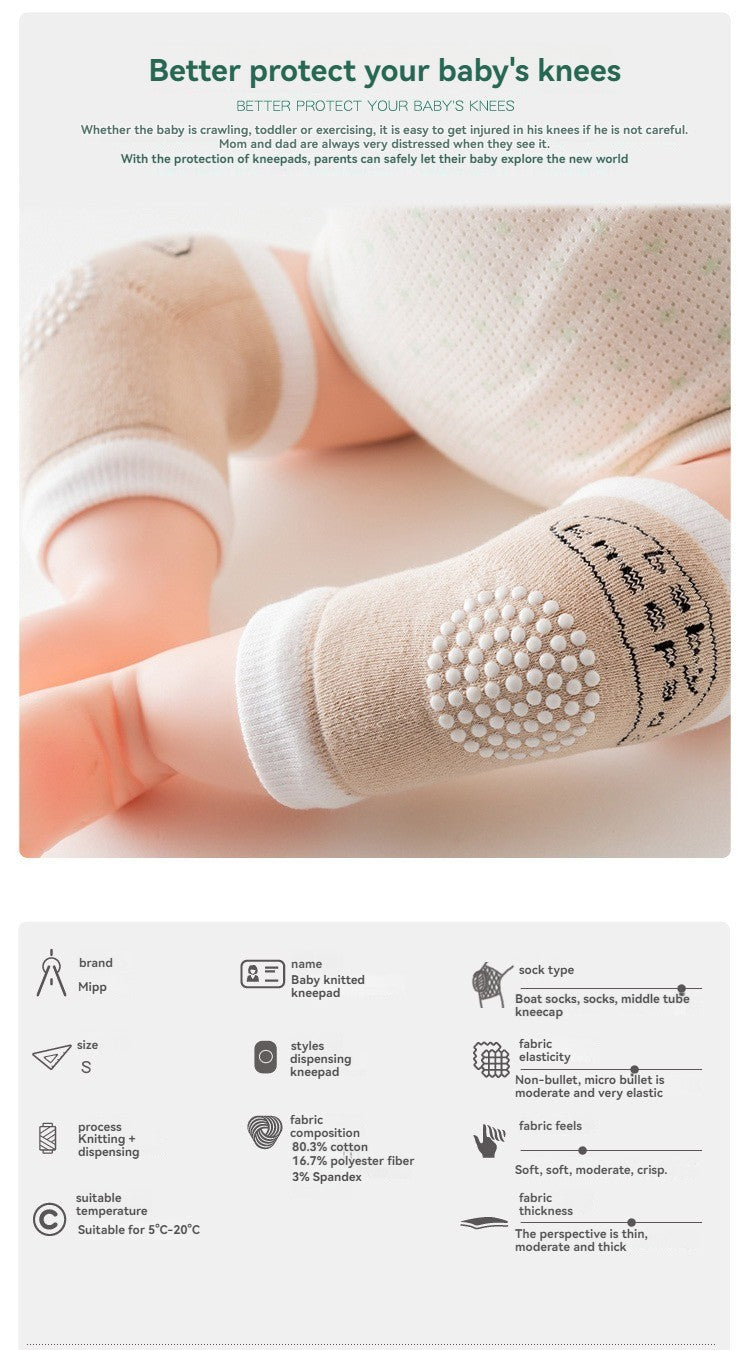 Baby Crawling Knee Pads Breathable, Toddler Walking Anti-Fall, Infant 0-3 Years Old, Pure Cotton Anti-Collision Elbow Pads, Non-