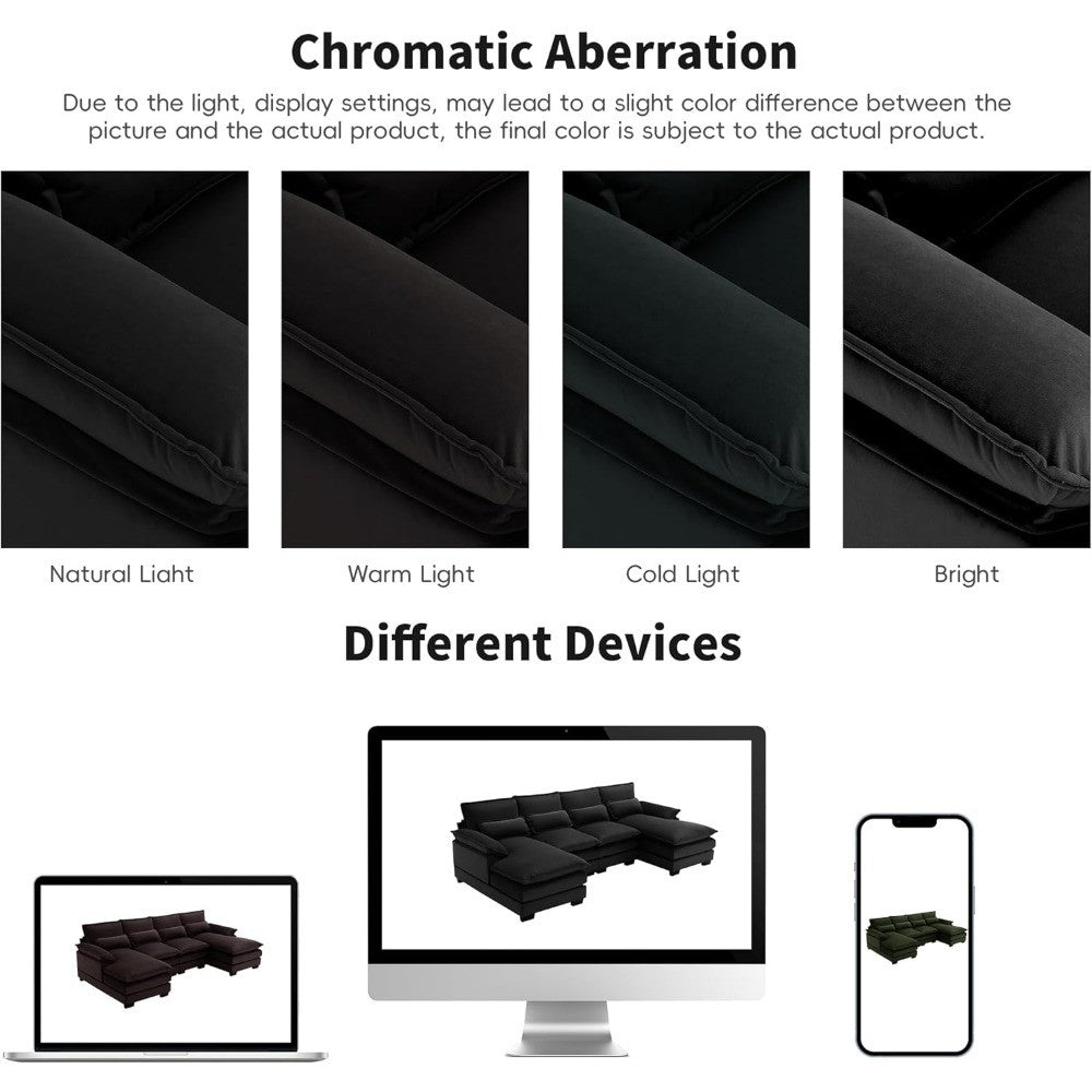 110" Modern Sectional Sofa Couch for Living Room, 6-seat Upholstered Sleeper Sofa Couch with Chaise Lounge Furniture for Living