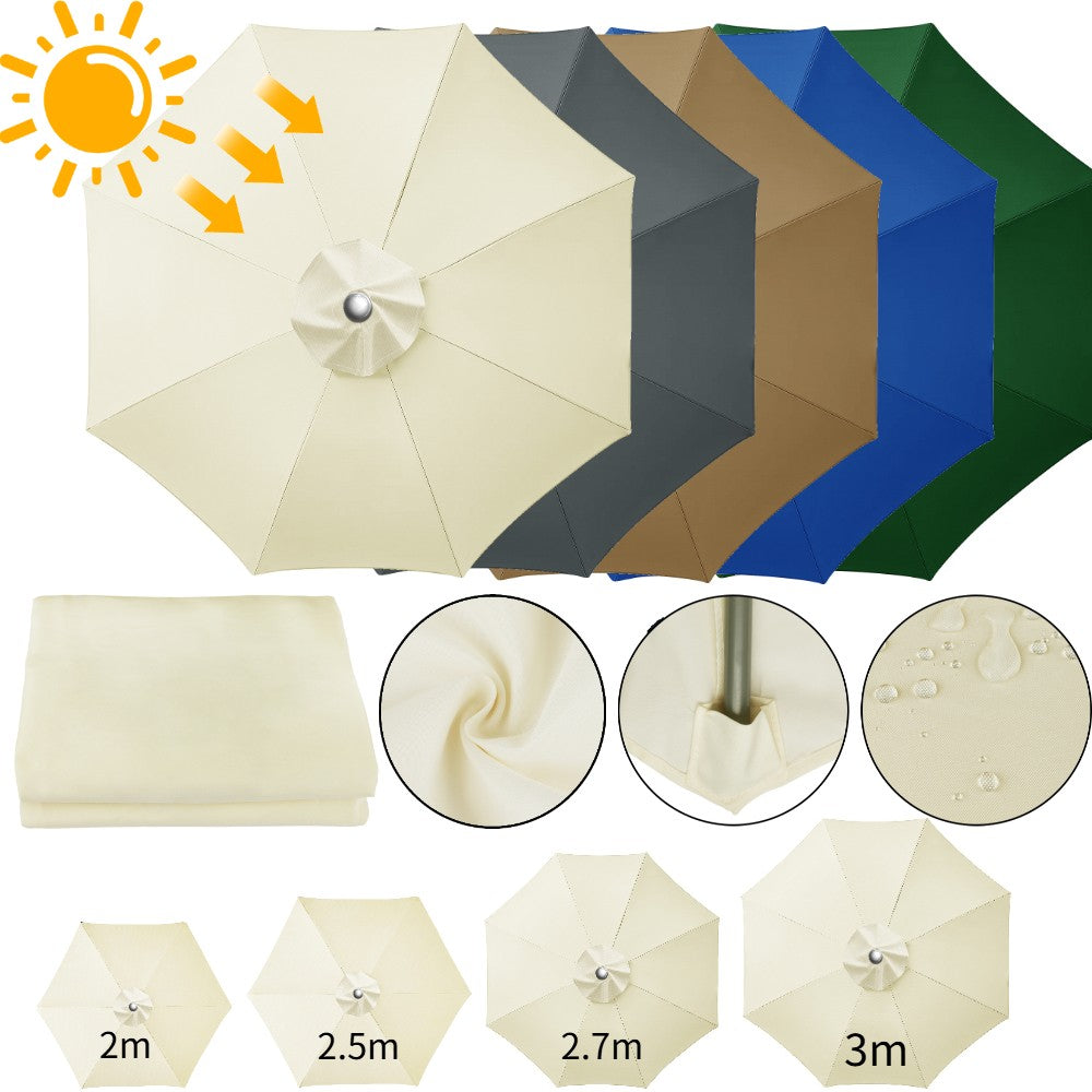 Parasol Replaceable Parasol Top Cloth Garden Patio Canopy Umbrella Cover Waterproof Sunshade 2/2.5/2.7/3m For 6 Ribs/8 Ribs