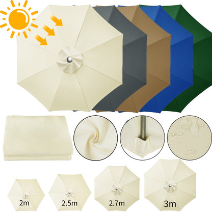 Parasol Replaceable Parasol Top Cloth Garden Patio Canopy Umbrella Cover Waterproof Sunshade 2/2.5/2.7/3m For 6 Ribs/8 Ribs