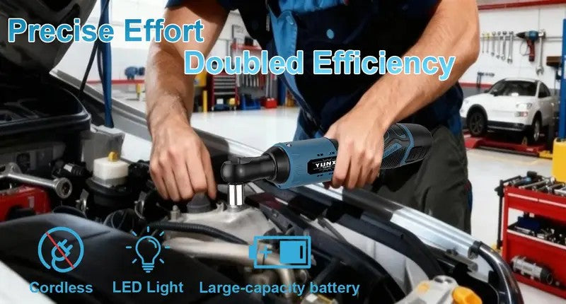Conjunto de chave catraca elétrica sem fio, chave catraca elétrica sem escova, kit de catraca sem fio 12V, parafuso e porca para reparo automotivo