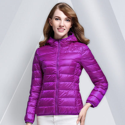 White Duck Down Winter Hoody Jackets Ultra-light Women Down Coats Puffer Long Sleeve Warm Slim Portable Thin Female Outwears 7XL