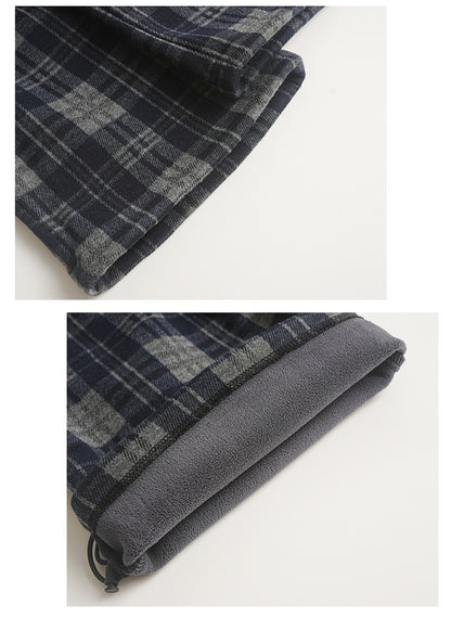 2025 Autumn Winter Cotton Boys Casual Pants Children Fleece-Lined Kids Plaid Loose Long Trouser Soft Warm 3-12 Years Outfit