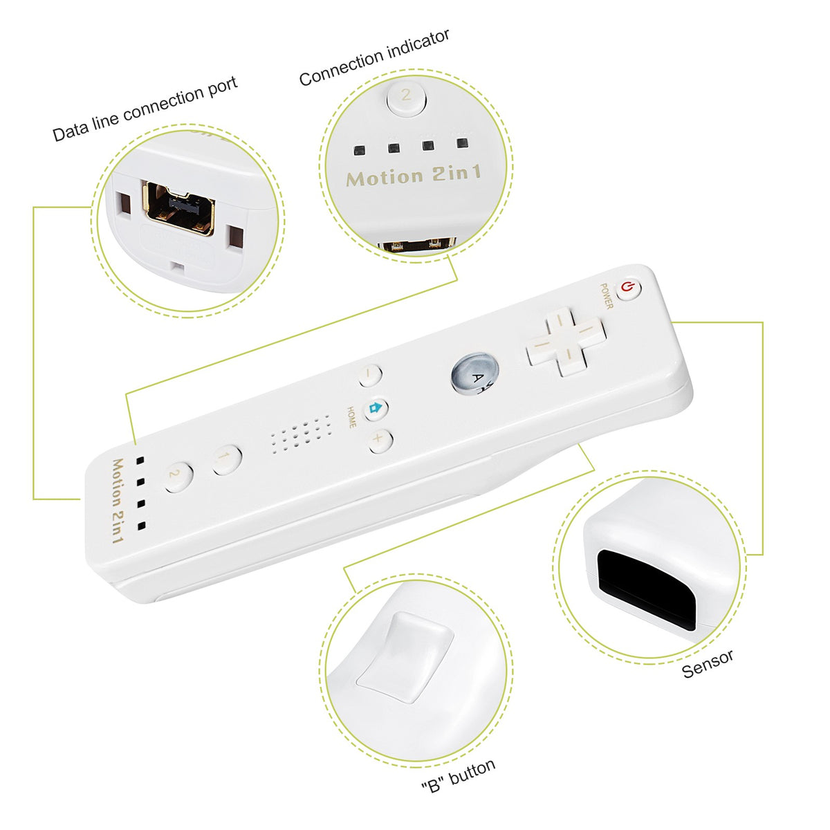 2 in 1 For Nintendo Wii Controller Set Optional Motion Plus Joystick Wireless Remote Gamepad with Silicone Case Video Game