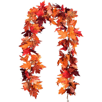 1/2Pcs 175cm Artificial Fall Maple Leaf Garland Fake Plants Autumn Decor Leaves Vine for Thanksgiving Halloween Decoration Gifts