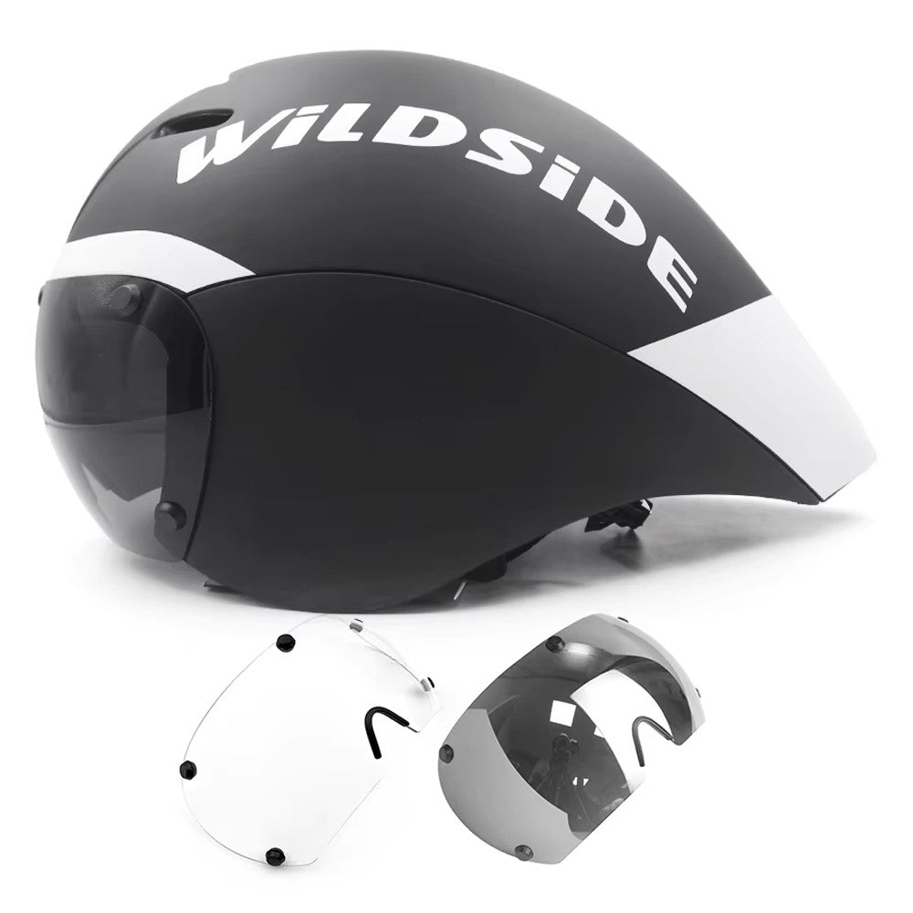 Capacete de Ciclismo de Estrada Wildside Aero TT Capacete de Segurança para Bicicleta de Triathlon Ultraleve com Óculos Acessórios para Bicicleta
