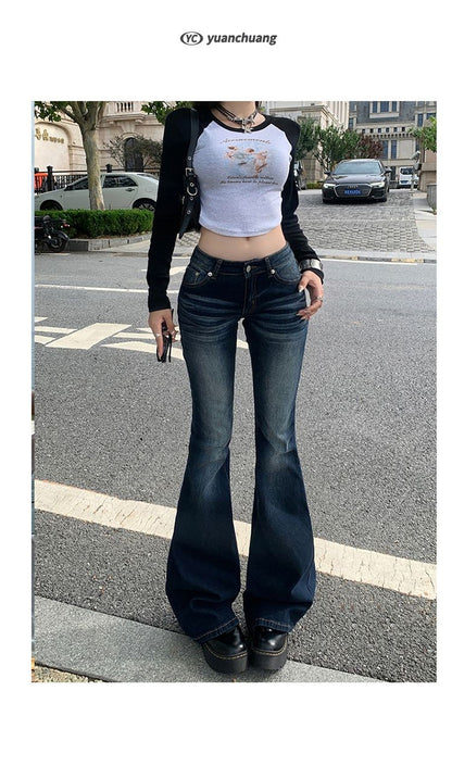 High Waist Jeans Womens Fashion Personality Slim Fit Retro Bell Bottoms Trousers Autumn Winter Jeans Women's Pants Women Pants