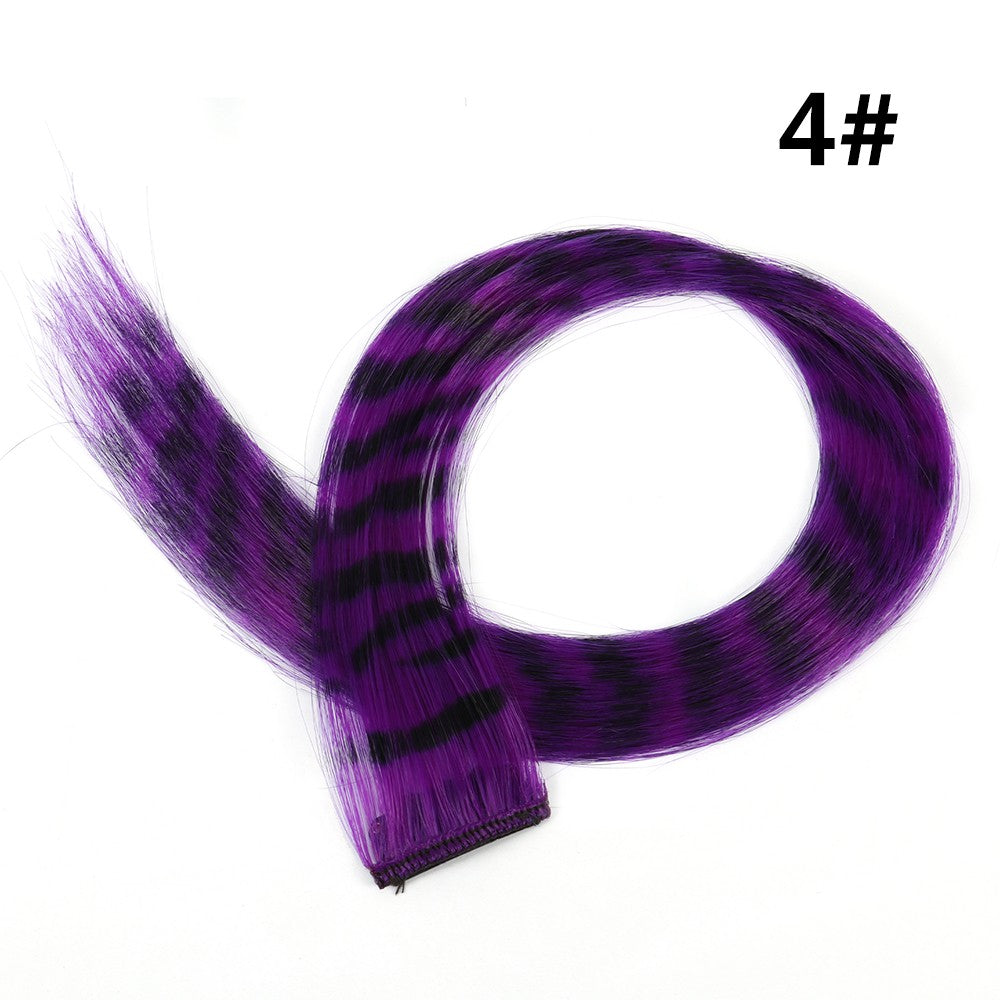 Aplique de Cabelo Sintético 18" Longo Liso Feminino de Alta Temperatura Clip In Extensão de Cabelo Peruca de Pena Azul Rosa Colorido