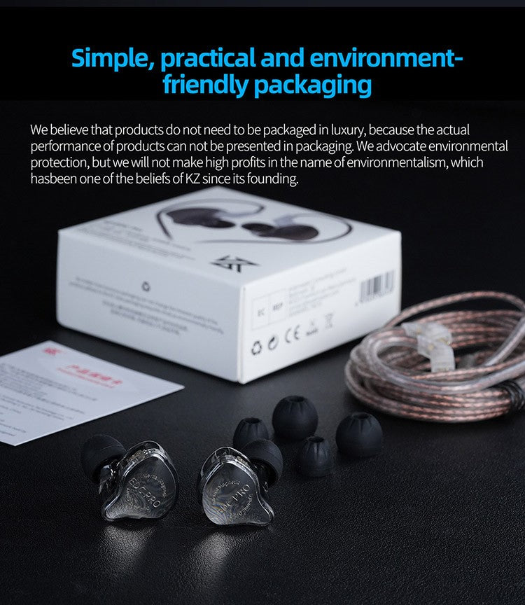 KZ EDC PRO IEM Earphones HIFI Bass In-ear Wired Headphones Dynamic Driver Monitor Earbuds with Detachable Audio Cable KZ EDX PRO
