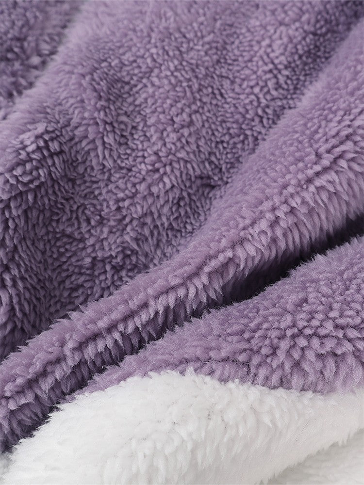 Plus Size Autumn/Winter New Arrivals Women's Autumn/Winter Drop-Shoulder Long-Sleeved Colour-Block Patchwork Fleece Hooded Jacke