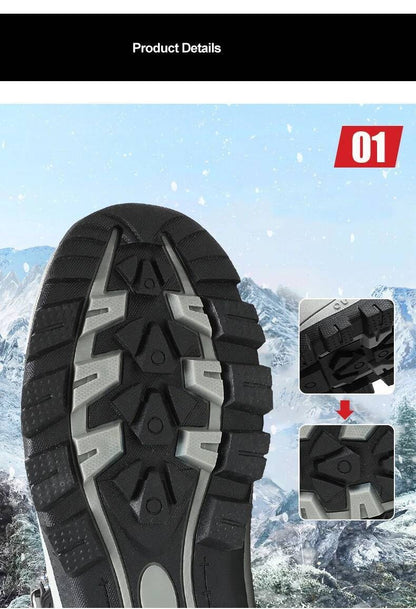 Botas de inverno masculinas com pele quente, antiderrapantes, sapatos casuais de trabalho masculinos, tênis de couro impermeáveis, botas de cano alto, tamanhos grandes