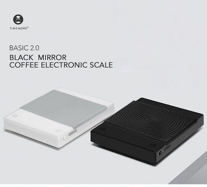 TIMEMORE Basic 2 Black Mirror Pour Over Coffee Scale flow rate display Auto Timer digit Kitchen Food scale espresso 0.1g/2kg