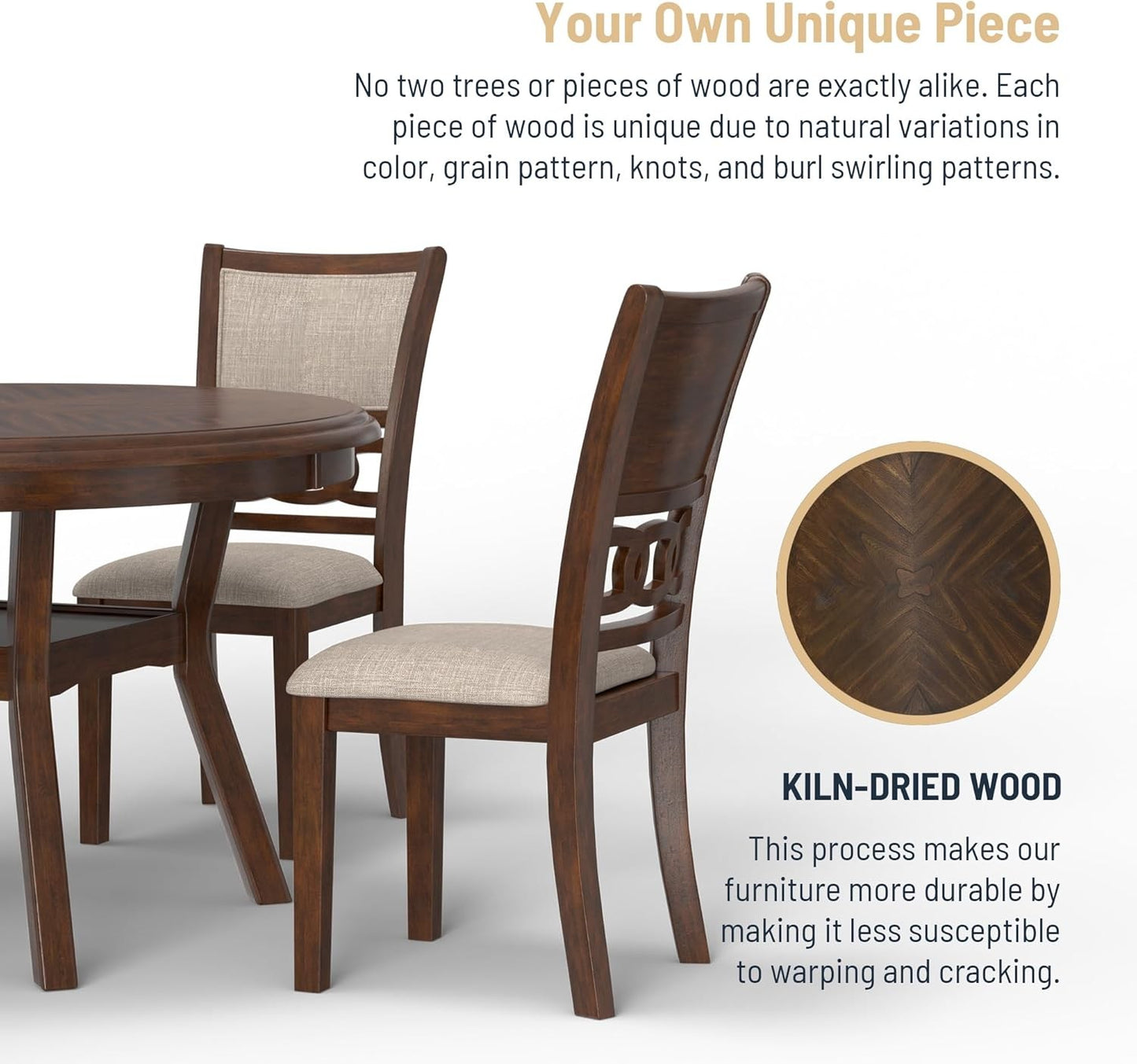 5-Piece Round Dining Set, 47-Inch Table & 4 Chairs, Cherry Finish