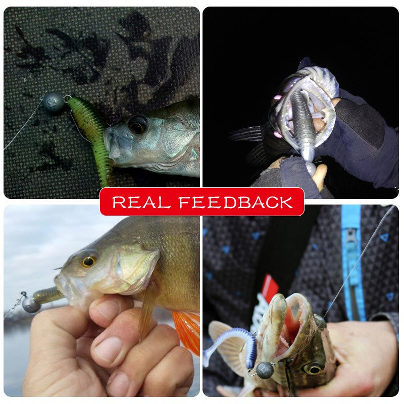 MEREDITH 50 unidades/pacote Anzóis de minhoca macia de pesca de aço de alto carbono larga Super Lock Anzóis de pesca de isca macia 8#-5/0 Material de pesca