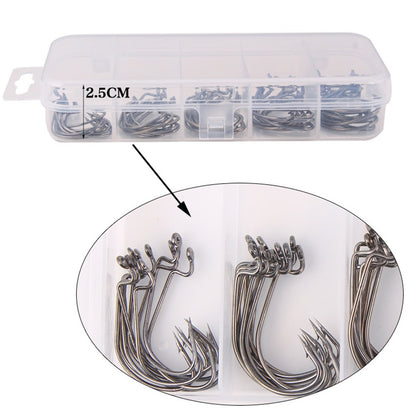 50 Pçs/Caixa Anzol Jig Crank Barbed Hook Wide Offset Fishhook Anzol Minhoca Larga Isca Macia Anzol Offset para Minhoca Macia Jig Mold Hooks