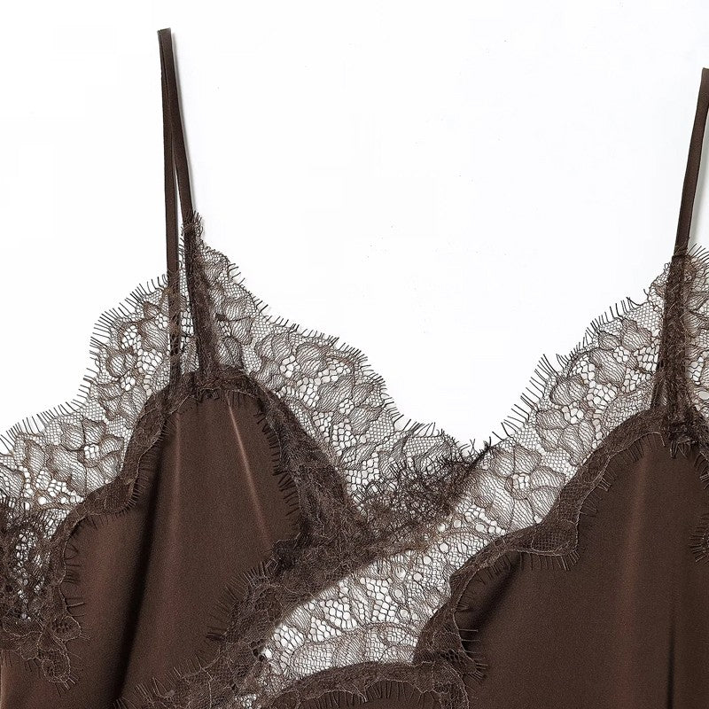 HXAO Female Lace Dress Sleeveless Slip Short Dresses Women Summer Asymmetric Elegant Night Dresses Backless Sexy Evening Dress