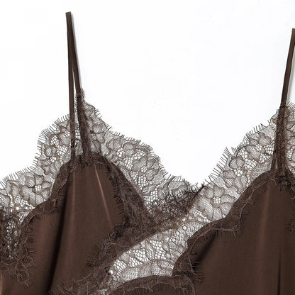 HXAO Female Lace Dress Sleeveless Slip Short Dresses Women Summer Asymmetric Elegant Night Dresses Backless Sexy Evening Dress