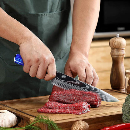 Faca de Cozinha Japonesa Chef 1-10 Peças Conjunto 7CR17 Aço Inoxidável 440C Desenho Damasco Cutelo de Carne Fatiador Santoku Ferramentas de Cozinha