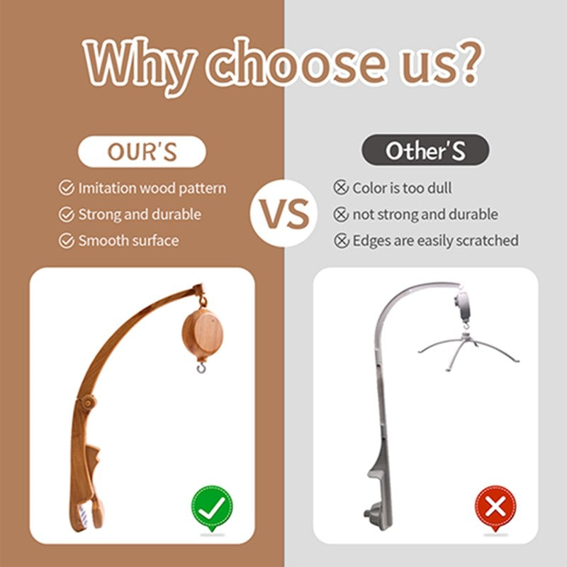 Baby Rattle Toy 0-12 Months Bed Bell Bracket Imitation Wood Grain Plastic Bed Bell Bracket Newborn Crochet Bed Bell Hanging Toys