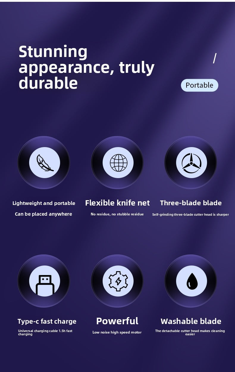 Men's shaver USB charging wireless stainless steel blade ultra long standby portable shaver waterproof travel shaver