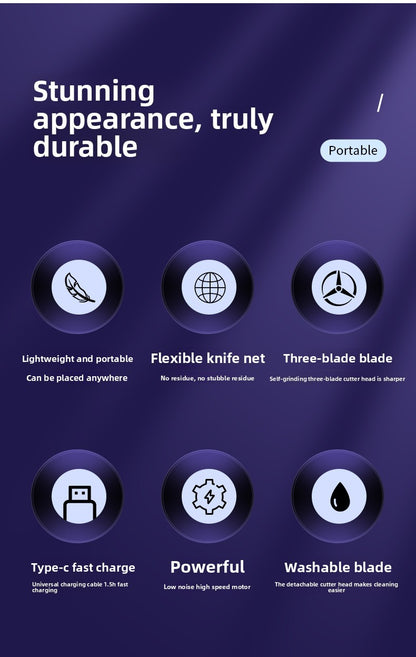 Men's shaver USB charging wireless stainless steel blade ultra long standby portable shaver waterproof travel shaver