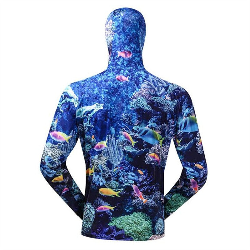 Moletom Profissional de Pesca com Máscara Anti-UV Protetor Solar Roupas de Proteção Solar Camisa de Pesca Respirável Secagem Rápida Camisa de Pesca