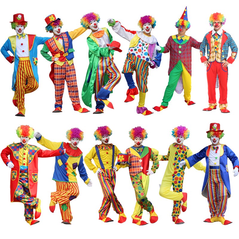 Adults Funny Clown  Costumes ,Joker Cosplay Suits for Men,Magician Performance Fancy Outfits?just Clothes,no Prop Wig/Mask/Shoes