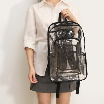 Transparent backpack with large capacity, simple men's and women's bag, outdoor sports, morning jogging and fitness backpack