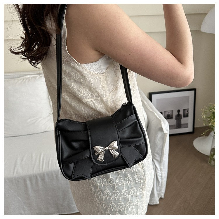 Trendy Bow Shoulder Bag Handbag Casual Underarm Bag Daily Commuting Bags PU Leather Lady Banquet Bag Business Women's Bags