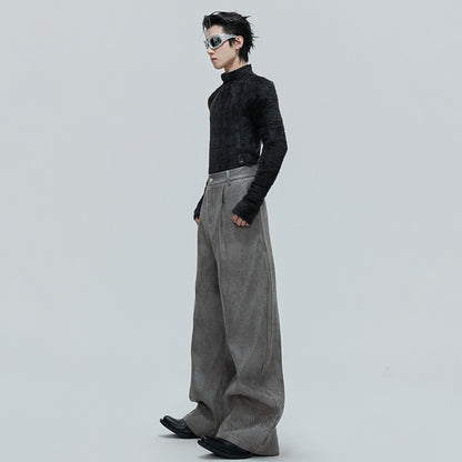 LUZHEN Fashion Original Metal Color Wide Leg Casual Pants Men 2025 New Luxury Solid Color High Quality Handsome Trousers JY4784