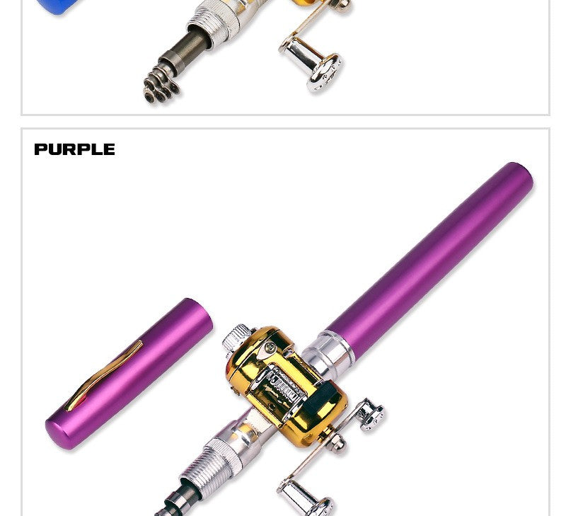 Fishing Rod Reel Combo Set Mini Telescopic Pocket Pen Fishing Rod Pole + Reel