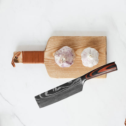 Conjunto de Facas de Chef 1-10 Peças Facas de Cozinha Padrão Damasco a Laser Faca Japonesa Santoku Afiada Cutelo Faca Utilitária para Fatiar
