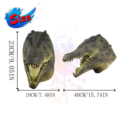 Adults Halloween Crocodile Head Mask Funny Giant Crocodile Face Covering Creative Masquerade Costume Head Facewear Cosplay Party