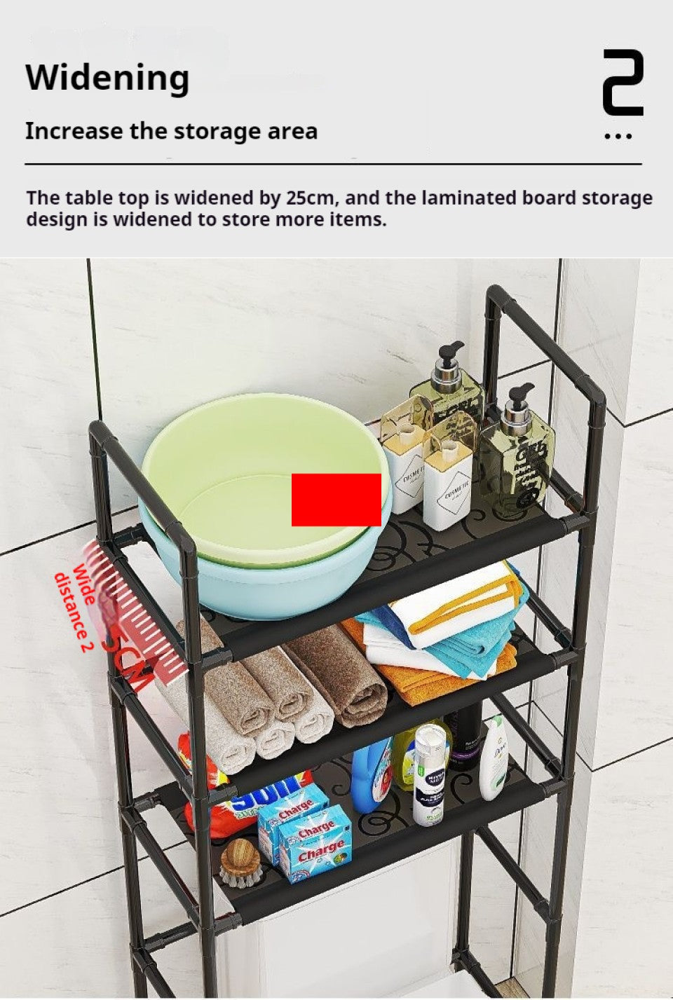 Rack de Armazenamento de Chão para Banheiro Aumenta o Espaço, Racks de Armazenamento de Vários Andares para Banheiro Sem Furos, Cesto de Lavanderia