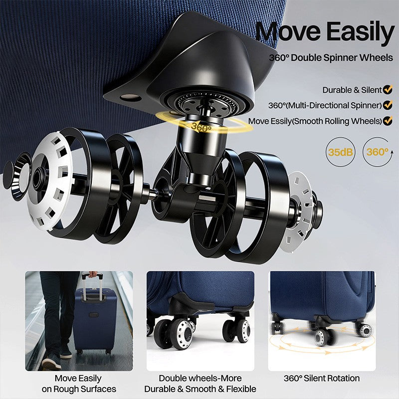 Expandable Luggage Set 2 Piece Softshell Suitcase 20inch Carry-on Luggage & 28inch Checked Luggage for Travel or Business