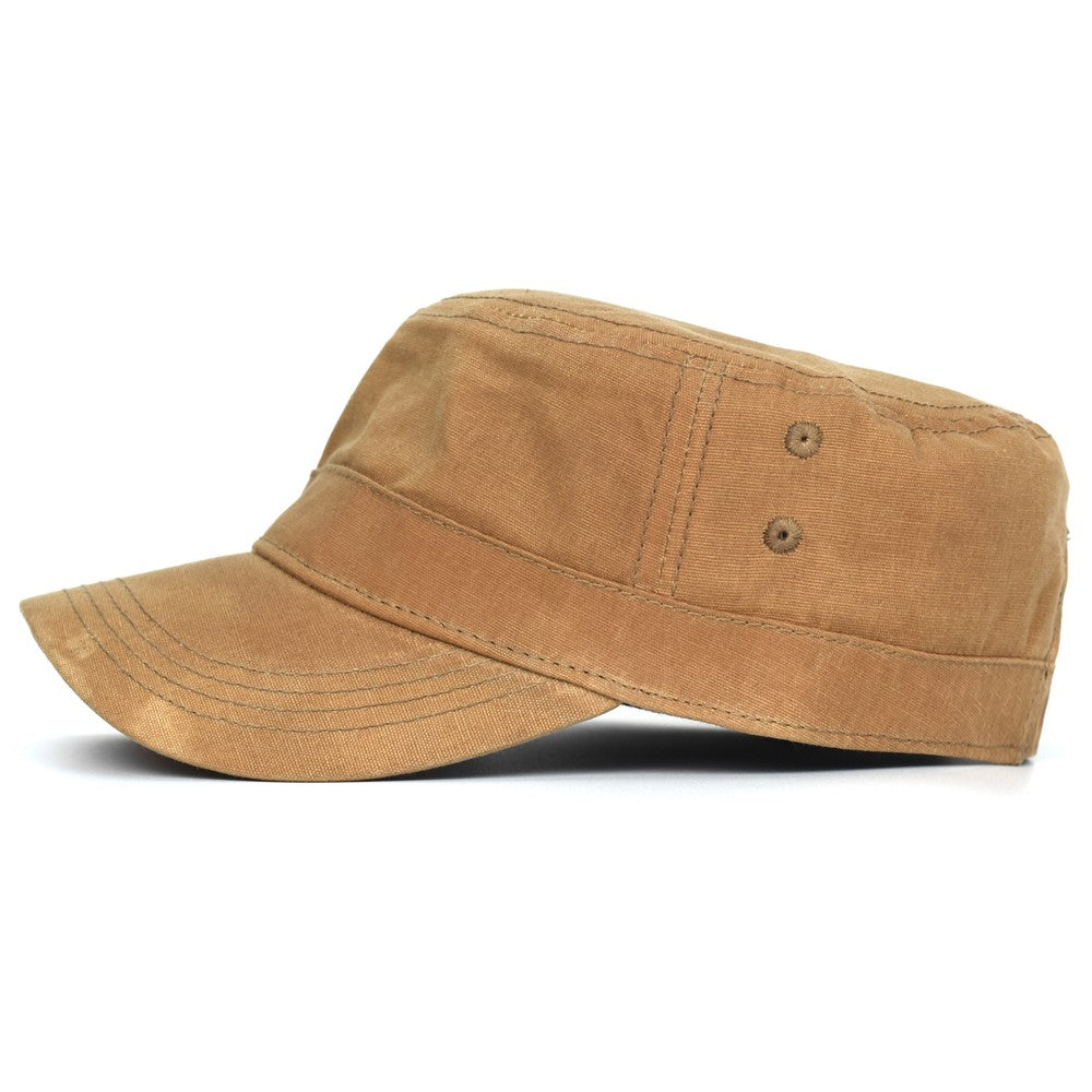Bonés Militares de Lona Encerada Algodão Masculinos Impermeáveis Chapéu Cadete do Exército Design Único Vintage Topo Reto