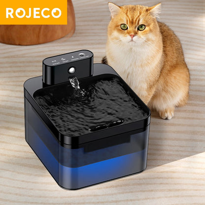 ROJECO Fonte de Água Automática Sem Fio para Gatos 2600mAh Bebedouro para Pets para Cães e Gatos Sensor Infravermelho Bebedouro Inteligente para Pets