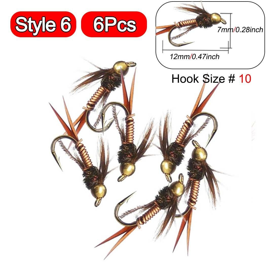 5 Peças Latão Beadhead Pavão Herl Buzzer Fly Isca de Pesca no Gelo Jig Ninfas Larvas para Pesca de Truta Perca Bluegill