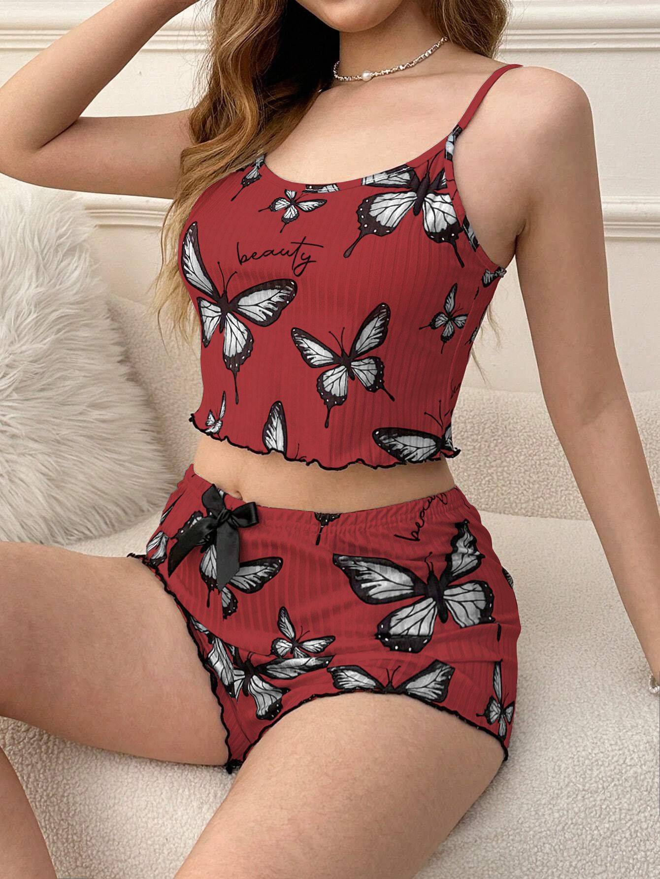 Casual Printed Pajamas For Women Two Pieces Sleepwear Women's Pajama Shorts Loungewear Sets Nightwear Female Home Suit Clothes
