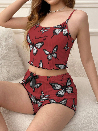 Casual Printed Pajamas For Women Two Pieces Sleepwear Women's Pajama Shorts Loungewear Sets Nightwear Female Home Suit Clothes