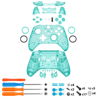 eXtremeRate Clear Full Set Shell w/Buttons Replacement Faceplate Back Plate for Xbox Elite Series 2 Core Controller - Model 1797