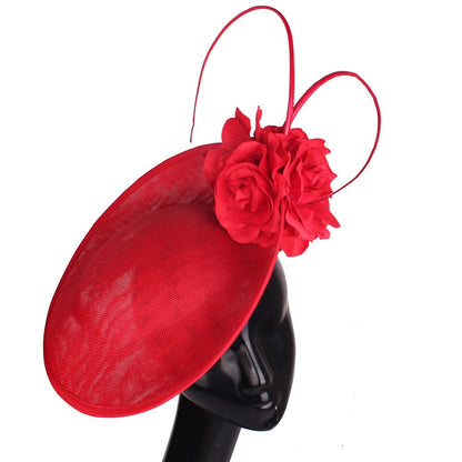 Lindo Vestido Formal de Casamento Chapéu Fedora Feminino Grande Derby Casquete de Flor da Moda Fascinator Chapéu Feito à Mão Ocasião Chapelaria