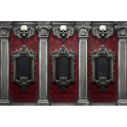 Halloween Photography Backdrops Medieval Castle Palace Horror Red Wall Curtain Skull Adults Portrait Decoration Photo Background