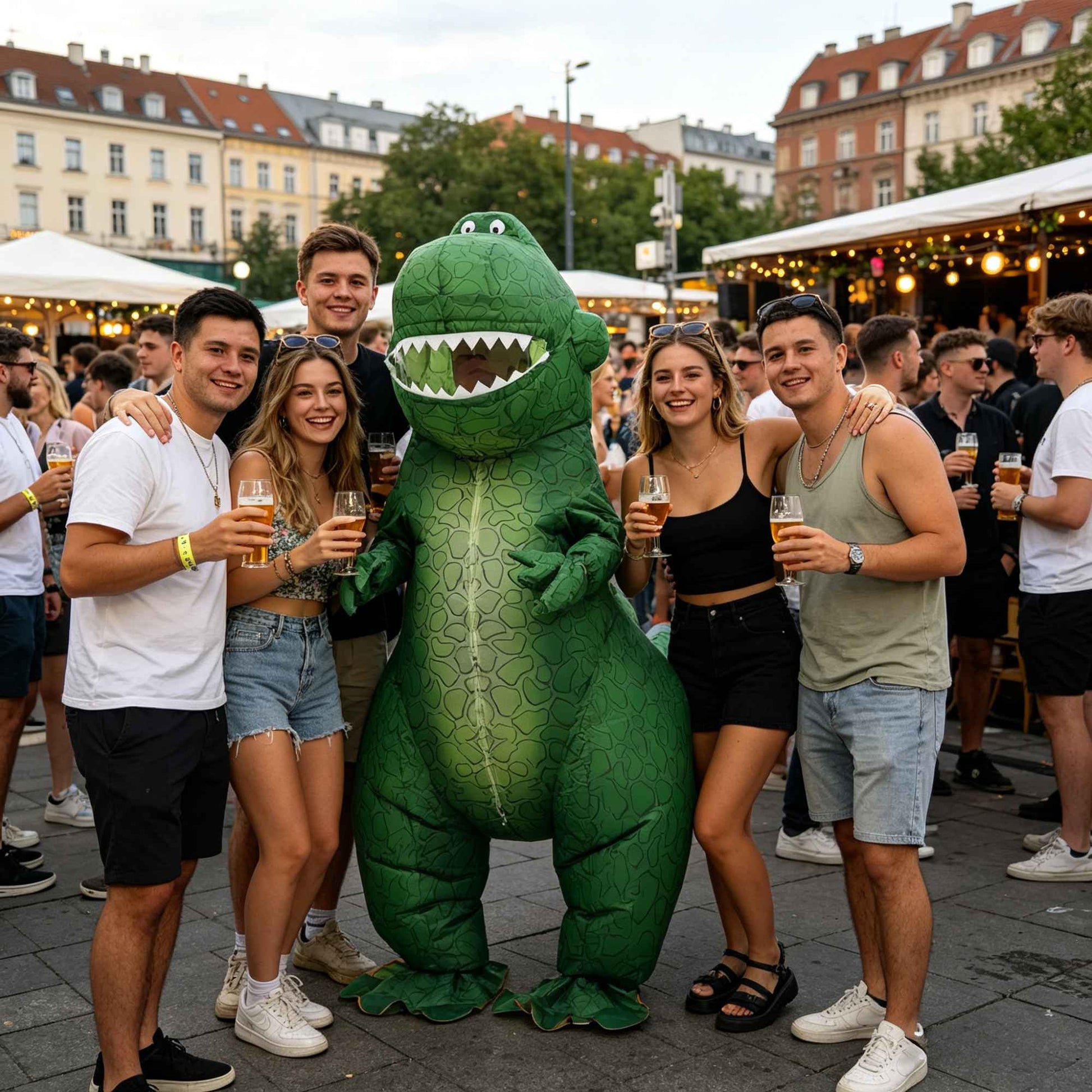 Green Dinosaur Inflatable Costume Mascot Parade Adult Character Cosplay Animal Birthday Halloween Party Event Set