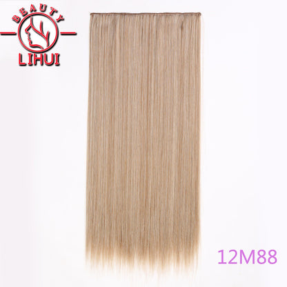 Extensões de cabelo sintéticas com clipe, longas e lisas, com 5 clipes em uma única peça, extensões de cabelo multicoloridas LIHUI