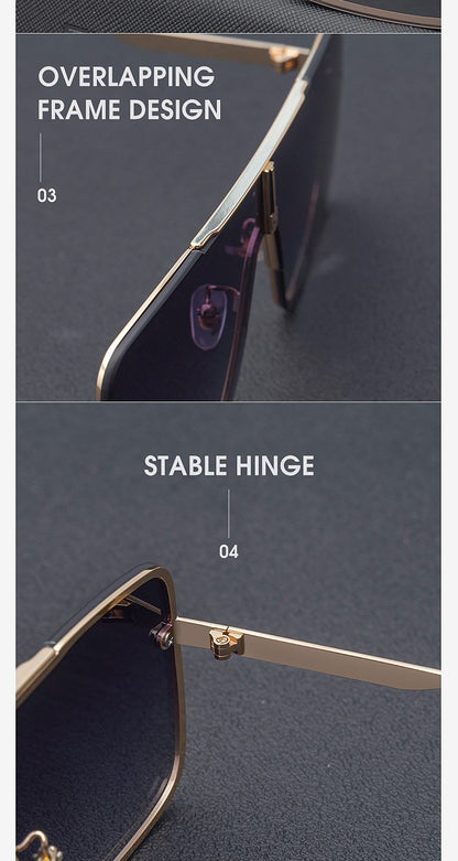 Óculos de sol quadrados oversized para homens, armação grande, 2025, design de marca de luxo, armação de metal, óculos de sol masculinos, óculos retrô
