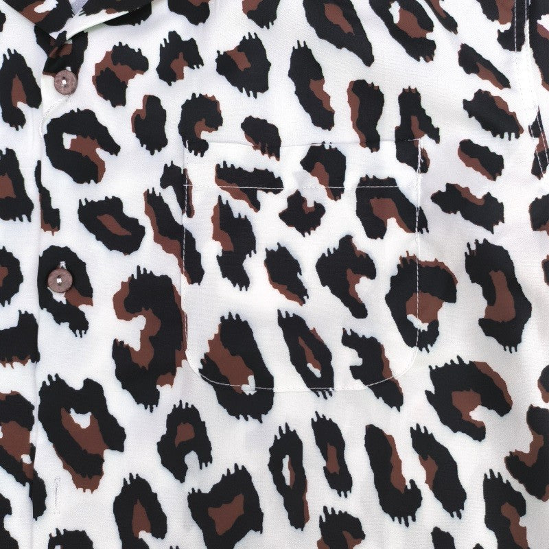 Pdmcms 23ss Gradient Leopard Print High Street Style Casual Handmade Silk Hawaiian Short Sleeved Shirt For Men