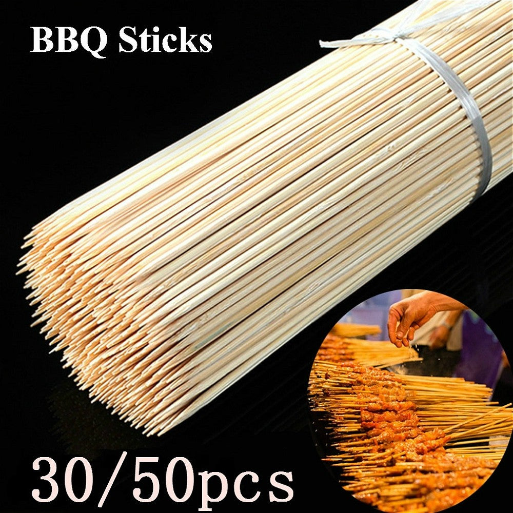 30/50PCS Disposable Wooden Grill Grilling Bbq Tools Outdoor Cooking BBQ Sticks Bamboo Skewers Barbecue Tools Fruit Sticks