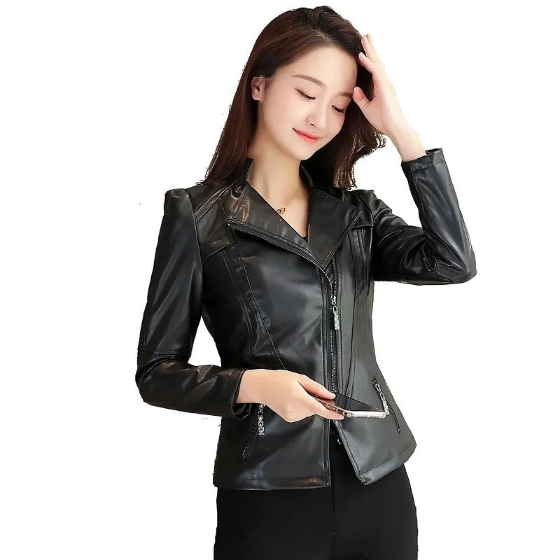 Women Jackets Spring Autumn New Faux Leather Jacket Womens Casual Slim Waterproof Windproof Basic Coats Short Female Jacket