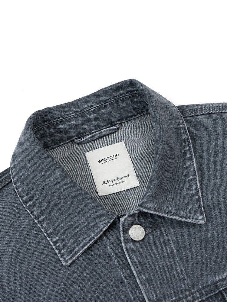 SIMWOOD 2025 Autumn New Oversize Denim Jackets Men 12oz Washed Classical Denim Coats